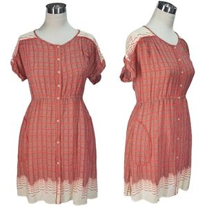 Anthropologie Red and Cream Mini Dress
